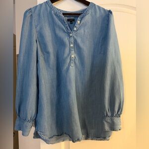 Talbots chambray Blouse with Button Accents